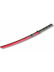 KATANA FORGÉ 1045 ROUGE LAME FLEUR DE CERISIER