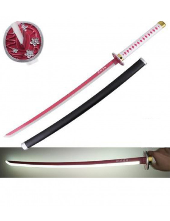 KATANA LUMINEUX NOIR MANCHE BLANC ET ROSE