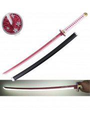 KATANA LUMINEUX NOIR MANCHE BLANC ET ROSE