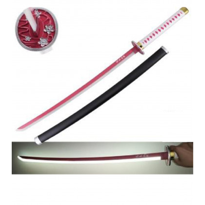 KATANA LUMINEUX NOIR MANCHE BLANC ET ROSE