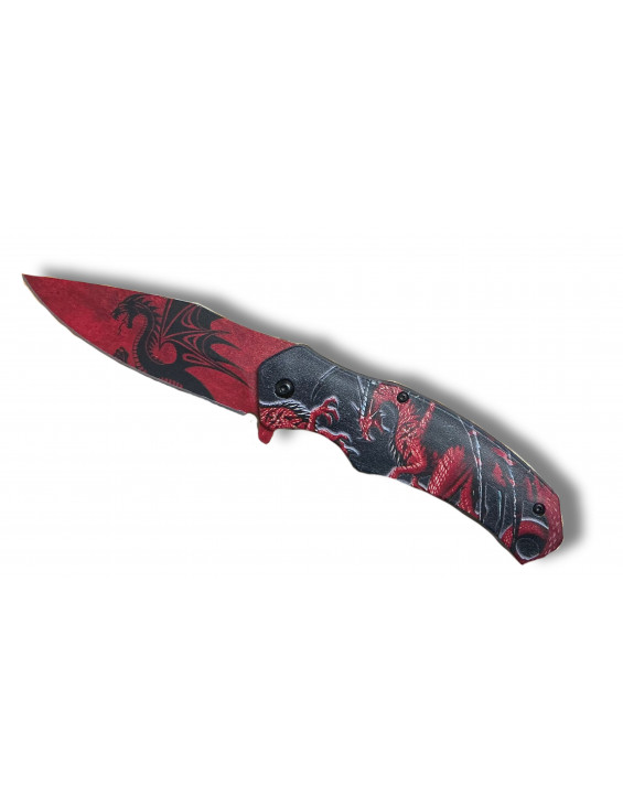 COUTEAU DRAGON ROUGE OUVERTURE ASSISTEE